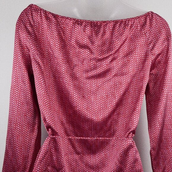 Kenneth Cole Silk Blouse Womens 6 Pink Belted Top 3/4 Sleeves Y2K - Picture 6 of 9